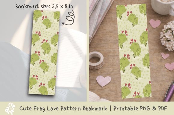 Download Cute Frog Love Pattern Bookmark - Pattern Collection