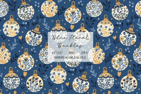 Download Christmas Baubles Seamless Pattern Blue - Pattern Collection
