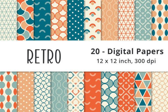 Download Retro Teal and Orange Geometric Pattern - Pattern Collection