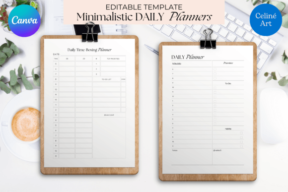 Download Canva Minimalist Daily Planner Templates - Minimalist daily planner Collection
