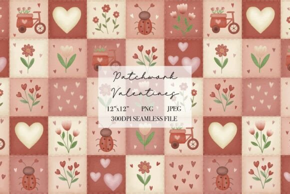 Download Patchwork Valentines Seamless Pattern - Pattern Collection