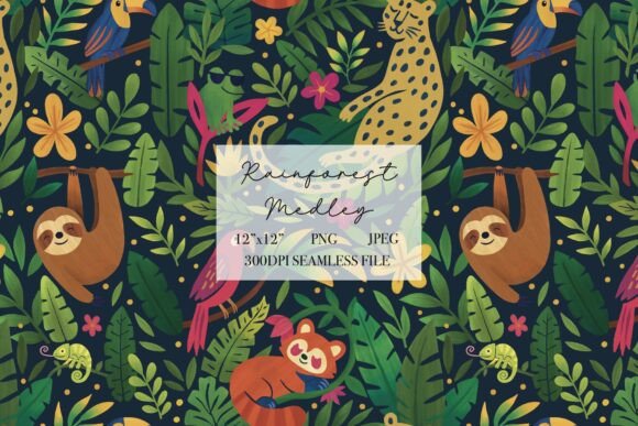 Download Rainforest Animals Seamless Pattern - Pattern Collection
