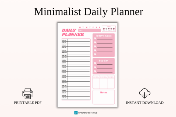 Download Minimalist Daily Planner Printable PDF - Premium Resources