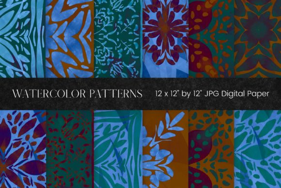 Download Orange and Blue Watercolor Pattern - Pattern Collection