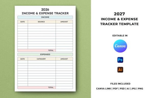 Download 2027 Income &amp; Expenses Tracker Template - Income Collection