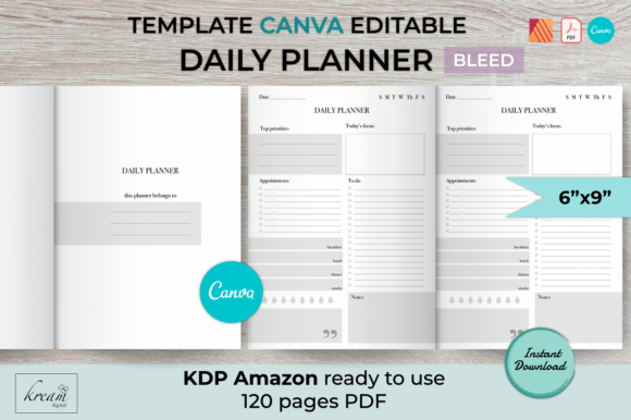 Download CANVA Daily Planner Template - Canva daily planner Collection