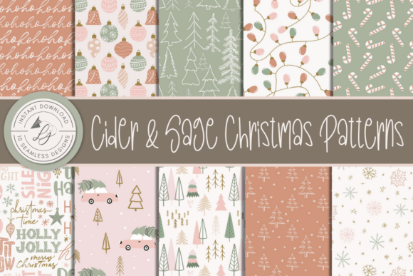 Download Blush Sage Seamless Christmas Patterns - Pattern Collection