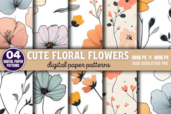 Download Cute Floral Flowers Digital Pattern 8 - Pattern Collection